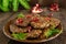 Juicy liver cutlets with pomegranate seeds