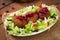 Juicy meat cutlets with cranberry sauce