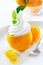 Juicy orange topped with softserve