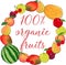 Juicy organic fruits vector frame