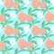 Juicy peaches and flowers seamless summer pattern