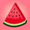 Juicy piece of ripe watermelon in the shape of a triangle