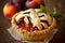 juicy plum mini pie with baked crust