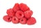 Juicy raspberries isolated on the white background