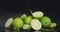 Juicy ripe limes with cool steam.