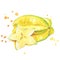 Juicy ripe yellow caram watercolor ilustration