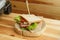 Juicy sandwich with grilled bread and bacon wait for you on wooden plate
