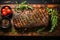 Juicy steak on a dark background