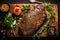 Juicy steak on a dark background