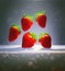 Juicy strawberries in ice - abstract digital art
