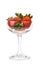 Juicy strawberries in a transparent cocktail glass