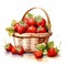Juicy Strawberry Basket Illustration On White Background