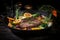 Juicy and tender roast goose sizzling in a pan, ready to be served with mouthwatering flavors
