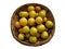 Jujube in a wooden basket  On a white background