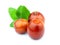 Jujube Ziziphus fruits with leaves isolated