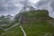 Julian Alps mountain Mangart from Mangrt saddle, Slovenia\\\'s Highest Panoramic Road, foggy weather