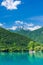 Julian Alps reflection in Most na Soci lake,Slovenia