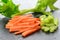 Julienne carrots with diced celery