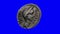 Julius caesar Roman Denarius Coin on a Blue Screen