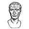 Julius Caesar\\\'s Iconic Head portrait: Timeless Illustration in Black and White