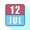 july 12th. Day 12 of month,Simple calendar icon on white background. Planning. Time management. Set of calendar icons for web