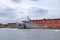 July 14 2021 - Naples, Italy: Port of Naples with ships in front of the vesuv mountain