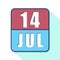 july 14th. Day 14 of month,Simple calendar icon on white background. Planning. Time management. Set of calendar icons for web