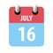 july 16th. Day 16 of month,Simple calendar icon on white background. Planning. Time management. Set of calendar icons for web