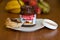 July 18th, 2017, Cork, Ireland - Nutella jar and a slice of homemade break with healthy fruits