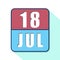 july 18th. Day 18 of month,Simple calendar icon on white background. Planning. Time management. Set of calendar icons for web