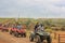 July 2014. Casela natural park,Mauritius,Africa. Start of group quad bike safari adventure trip on a cloudy day.Sugarcane fields