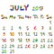 July 2017 calendar