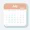 July 2022 calendar planner in pastel color