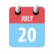 july 20th. Day 20 of month,Simple calendar icon on white background. Planning. Time management. Set of calendar icons for web