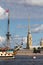 July 21, 2021, Russia, St. Petersburg. view of the Ship-Museum Poltavaand the Peter and Paul Fortress.