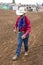 JULY 22, 2017 NORWOOD COLORADO - older cowboy walks at San Miguel Basin Rodeo, San Miguel County. Dirt, Motion