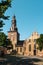 July 26, 2013. View of the streets and the Greenland Church in Oslo, Norway. District of Central Oslo