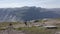 July 26, 2019. Norway tourist route on the trolltunga. People tourists go hiking in the mountains of Norway in fine