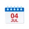 July 4th calendar icon. Independence day. Vector illustration