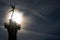 July Column backlit at the middle of the Bastille place