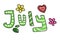 July Hand drawn fonts clipart doodle