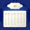 July year 2019 blue monthly calendar