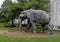 `Jumbo` by artist Tom Tischler, a life-size mammoth sculpture on the grounds at Fair Park in Dallas, Texas.