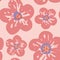 Jumbo floral vector seamless pattern. Big pink flowers on pastel background. Cute modern romantic flowers hand drawn