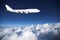 Jumbo jet above clouds