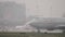 Jumbo jet of Rossiya, rainy day