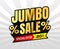 Jumbo sale vector label with ribbon icon and extrude long shadow