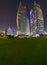 Jumeirah Lakes Towers, Dubai, United Arab Emirates - Dec.21, 2017: Complex - Armada Towers. Night View from the Glade to the Sky