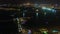 Jumeirah night beach aerial panorama Dubai time lapse. pan up