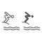 Jump diving line and glyph icon, sport and water, diver sign, vector graphics, a linear pattern on a white background.